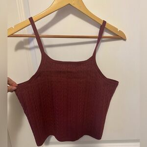 525 America Revolve Burgundy Cable Knit Camisole. NWT.